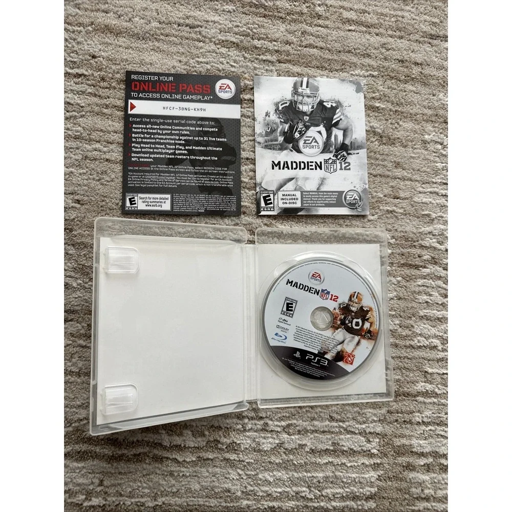 Madden 12 NFL football(2012)PS3 Playstation3 Tested CIB Blue Ray Disc Compatible